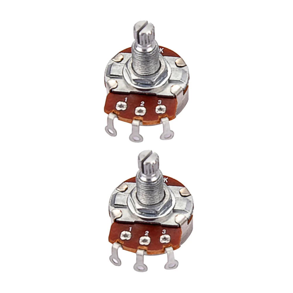 

2 pcs 250K Ohm Large Potentiometer 18Mm Long Shaft Knurled Audio Taper Bass Guitar Replacement Type Instrument Accessory