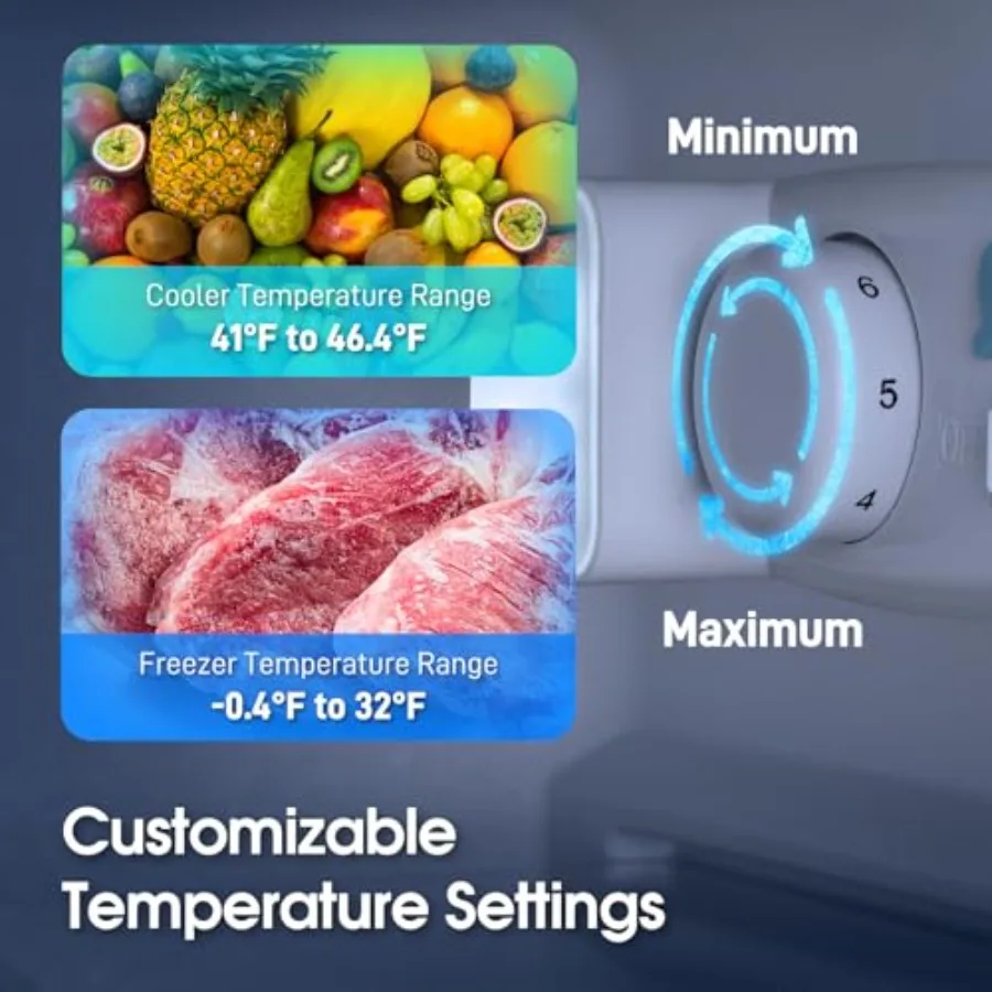 Kulkas Freezer Bawah 4.0 Cu.Ft dengan Dua Pintu dan Penyimpanan Laci, Rak yang Dapat Disesuaikan, dan Kontrol Suhu 7 Tingkat