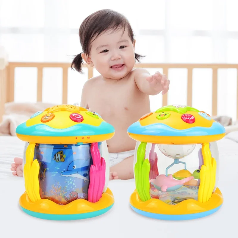 

Baby Toys 6 to 12 Months Musical Light Up Tummy Time Infant Toys Ocean Rotating Projector Baby Education Toy for Toddlers Kids