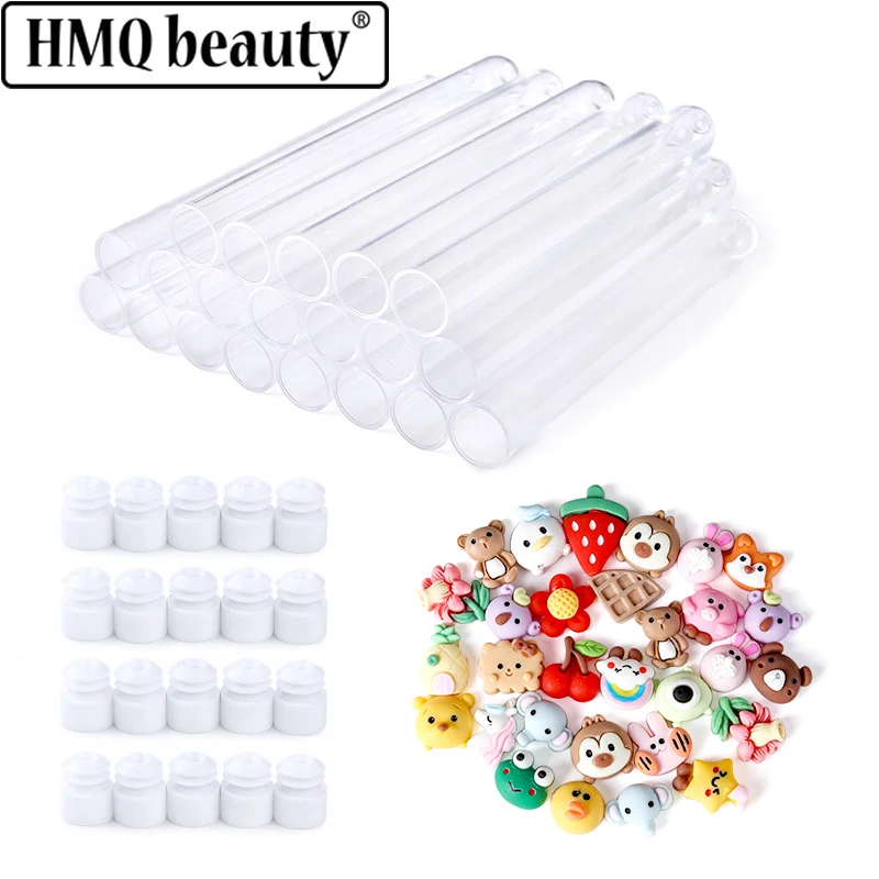 20Pcs DIY Eyebrow Brush Tube Resin Decoration Multiple Style Cute Pattern Random Decorations Dust-proof Lash Extension Tools