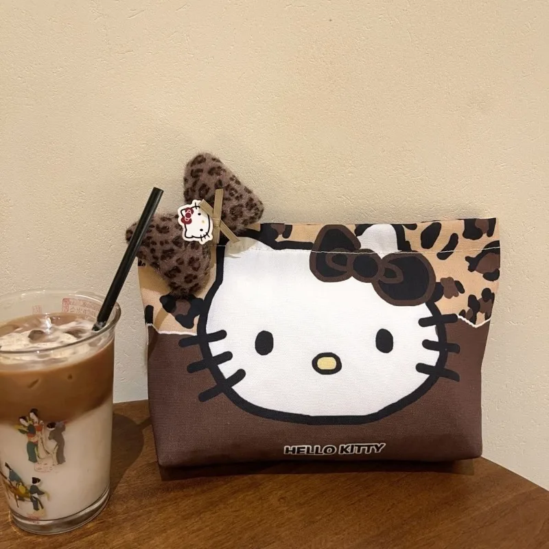 

Sweet Hello Kitty Anime Kawaii MINISO Ins Fashion Print Makeup Bag Cute Cartoon Storage Portable Large Capacity Bag Gifts Toys