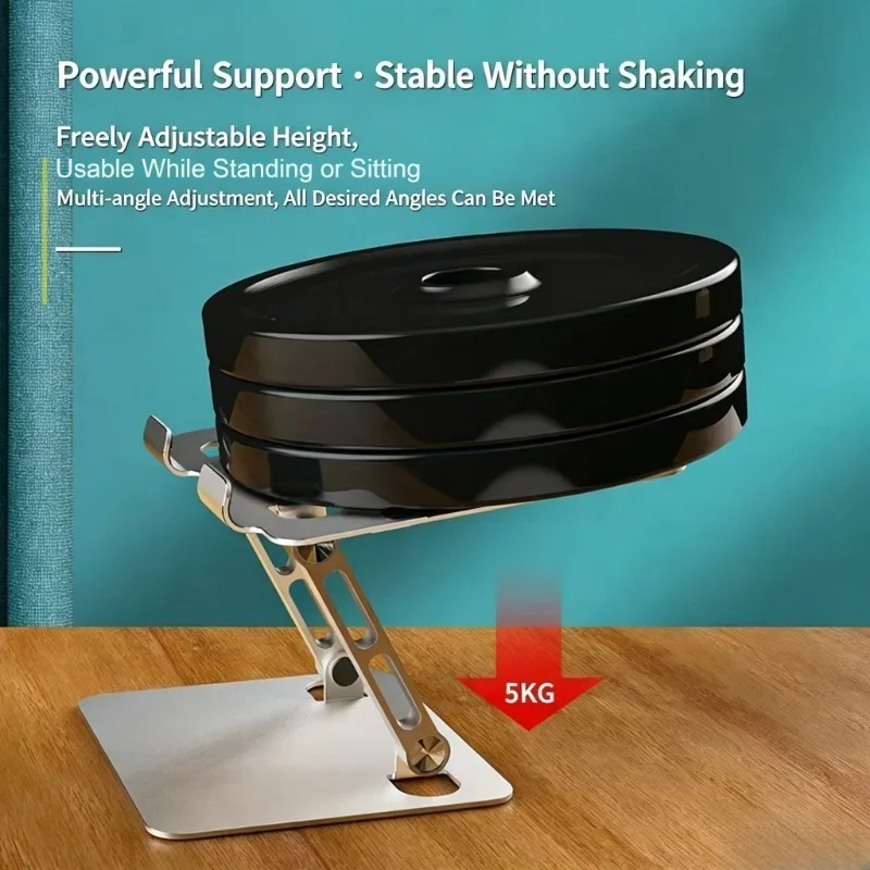 A1 Metal Tablet PC Stand Universal Foldable Ergonomic Adjustable Height Angle Stable Nonslip Silicone Pad Bracket for 7-13″ Flat