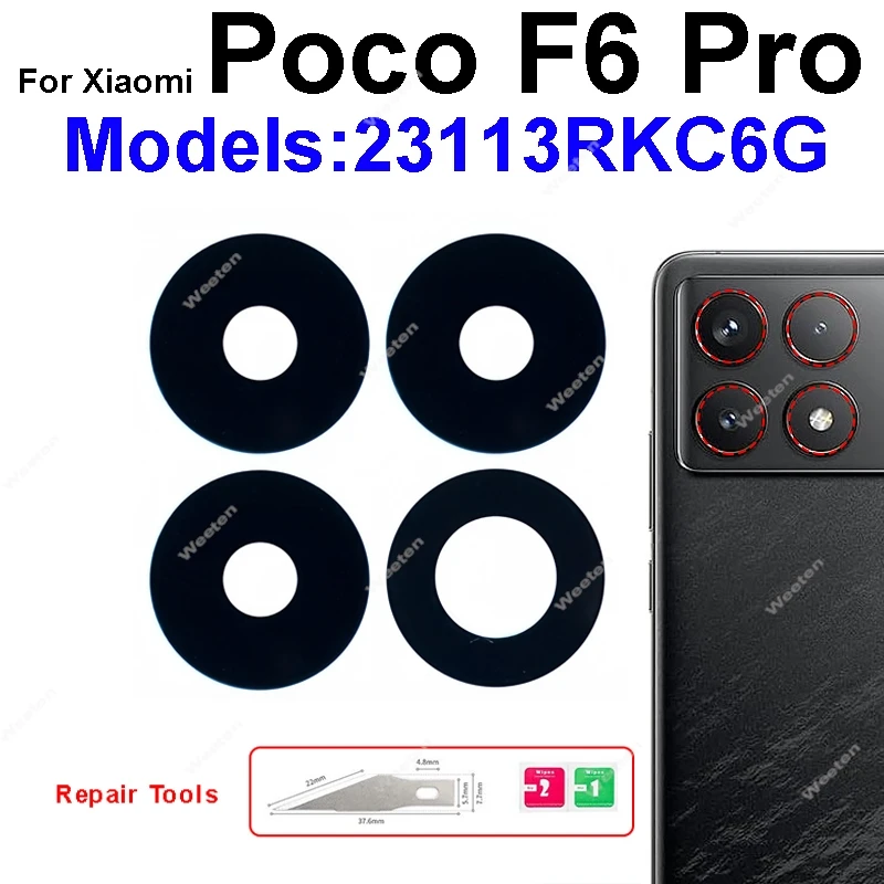 

Стеклянный объектив камеры с клейкой лентой, запасные части для Xiaomi Poco X6 X7 F6 F7 Pro M6 Plus 4G 5G, стеклянный объектив задней камеры