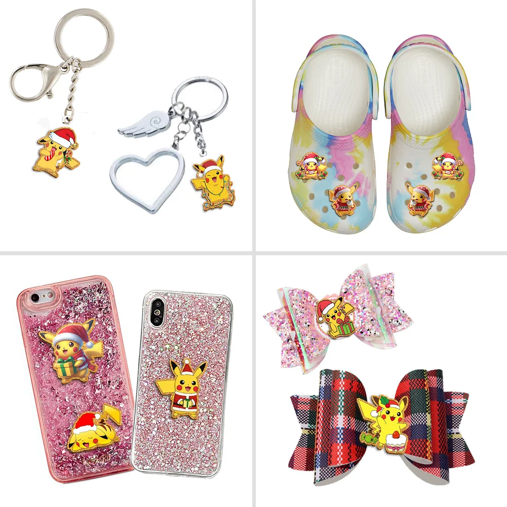 อะคริลิคกลิตเตอร์สีสันสดใสลายการ์ตูนญี่ปุ่นโปเกมอนพิคาชูสุดน่ารักสำหรับตกแต่งป้ายติดผม พวงกุญแจ คลิปหนีบผม