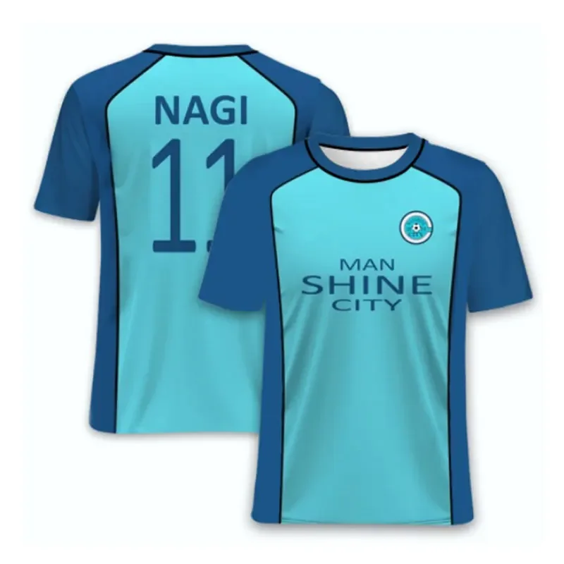 Anime Blue Lock MAN SHINE CITY Nagi Seishiro Cosplay T-shirt Football Jersey Women Men Harajuku Short Sleeve Funny Tshirt Homme