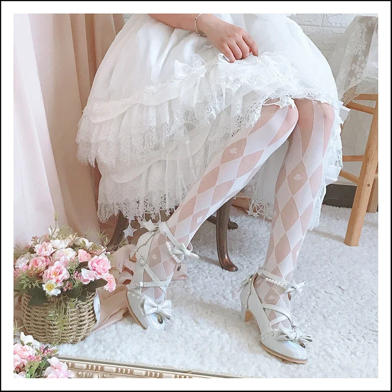 New Spring Summer Lolita Socks Japanese Style Girls Sweet Tights Romper Ultra-Thin Women's Pantyhose All-match Printed Stockings
