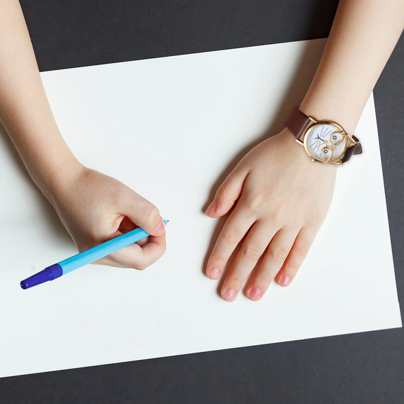 1 قطعة ساعة قطة لطيفة لحزام PU كوارتز حركة ساعة يد مريحة تناسب أنيقة ملابس يومية إكسسوار #6