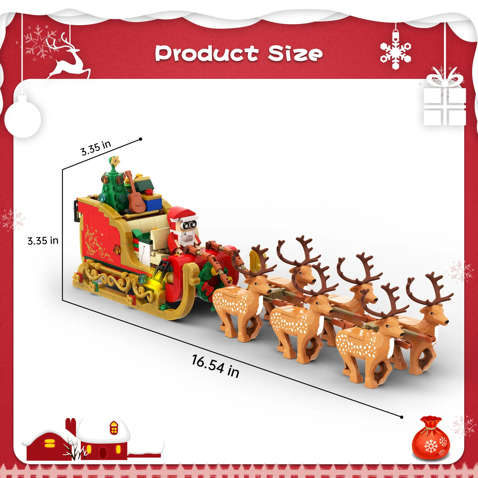 2024 Christmas Pendant Snowman Santa Claus Xmas Christmas Sled Skiing Decoration Train Building Blocks Toys Children Gift