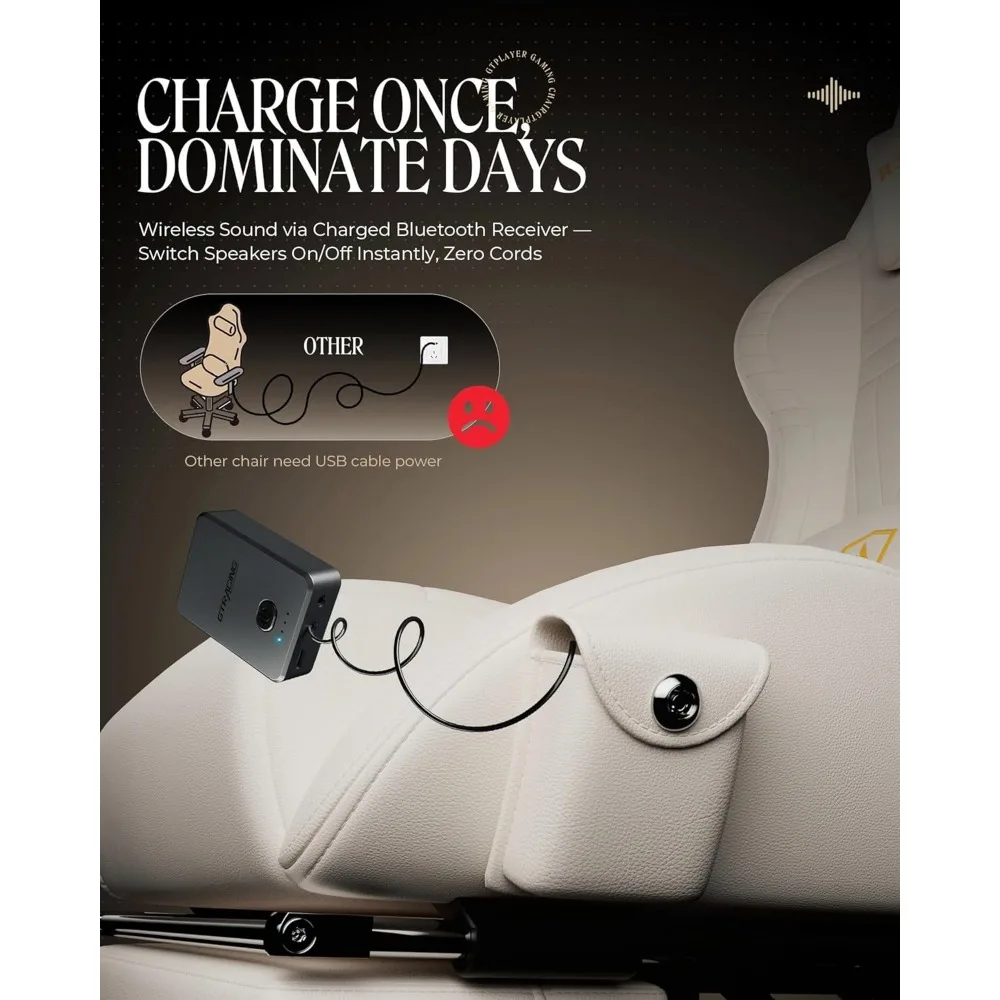 Ergonomic High-Back PC Gaming Chair with Footrest for Adults - Padded, Adult Video Game Chairs with Speakers, Comfortable Ergono