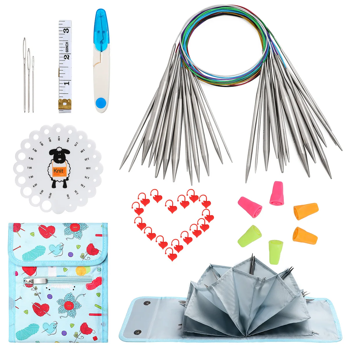 

14 шт., 2,25-10 мм, набор круговых спиц из нержавеющей стали, крючки для вязания крючком, сделай сам, ручное шитье, ткацкие булавки, инструменты для рукоделия