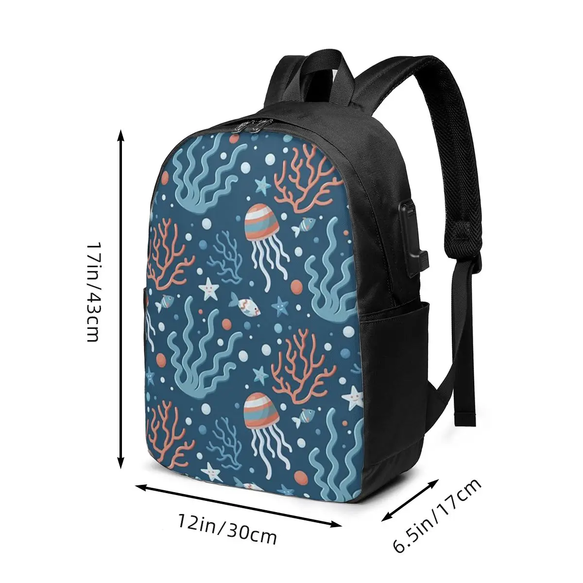 Underwater Jellyfish And Fish Backpack Travel Notebook Bag Computer College Student School Bag Laptop Shoulder Bags Men Women