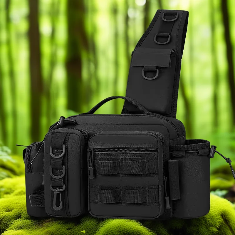 Multifunctional lure men's bag big belt Tackle Backpack bag crossbody fishing insertion pole bag storage Hiking Hunting Travel image 6