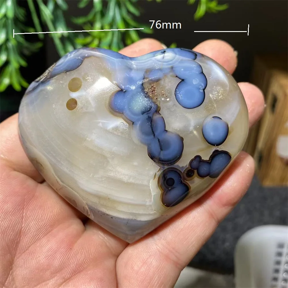 Natural Tree Branch Agate Ink Moss Crystal Palm Heart Stone Quartz Reiki Decoration High Quality Beauty Healing Minerals