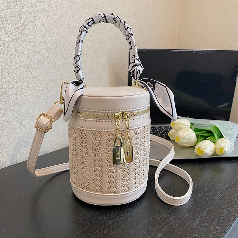 

Designer Straw Bucket Bag For Women Mini Small Shoulder Messenger Bag Ladies Fashion Handbag Tote Crossbody Phone Purse 2025