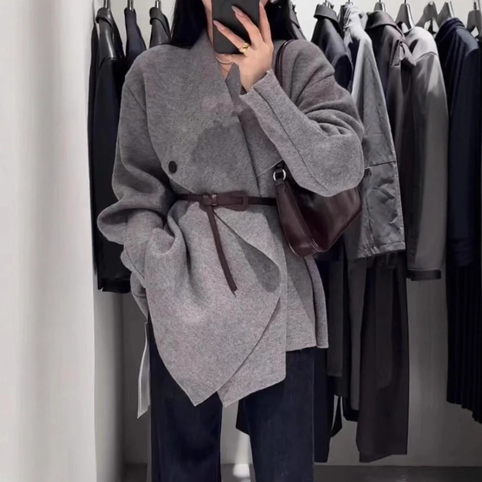 

Длинные кардиганы в стиле Харадзюку для женщин, осенние, с высоким воротом, вязаные крючком, приятные для кожи, свободного кроя, романтичные, разноцветные, с открытым передом, на каждый день