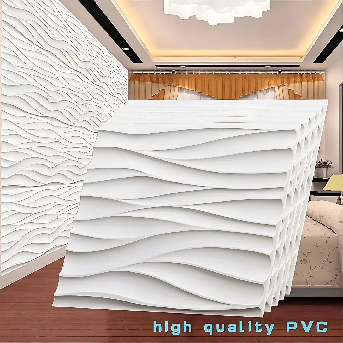 30x30cm Three-dimensional Wave Wall Panels Interior Wall Decor Paintable Wallpaper 3D Wall Decor Covering Panels For Living Room