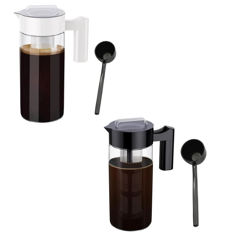 Cold Brew Coffee Maker, 40 Oz Iced Coffee Pitcher With Mesh Filter, Glass Ice Coffee Making Jug For Fridge Black Durable