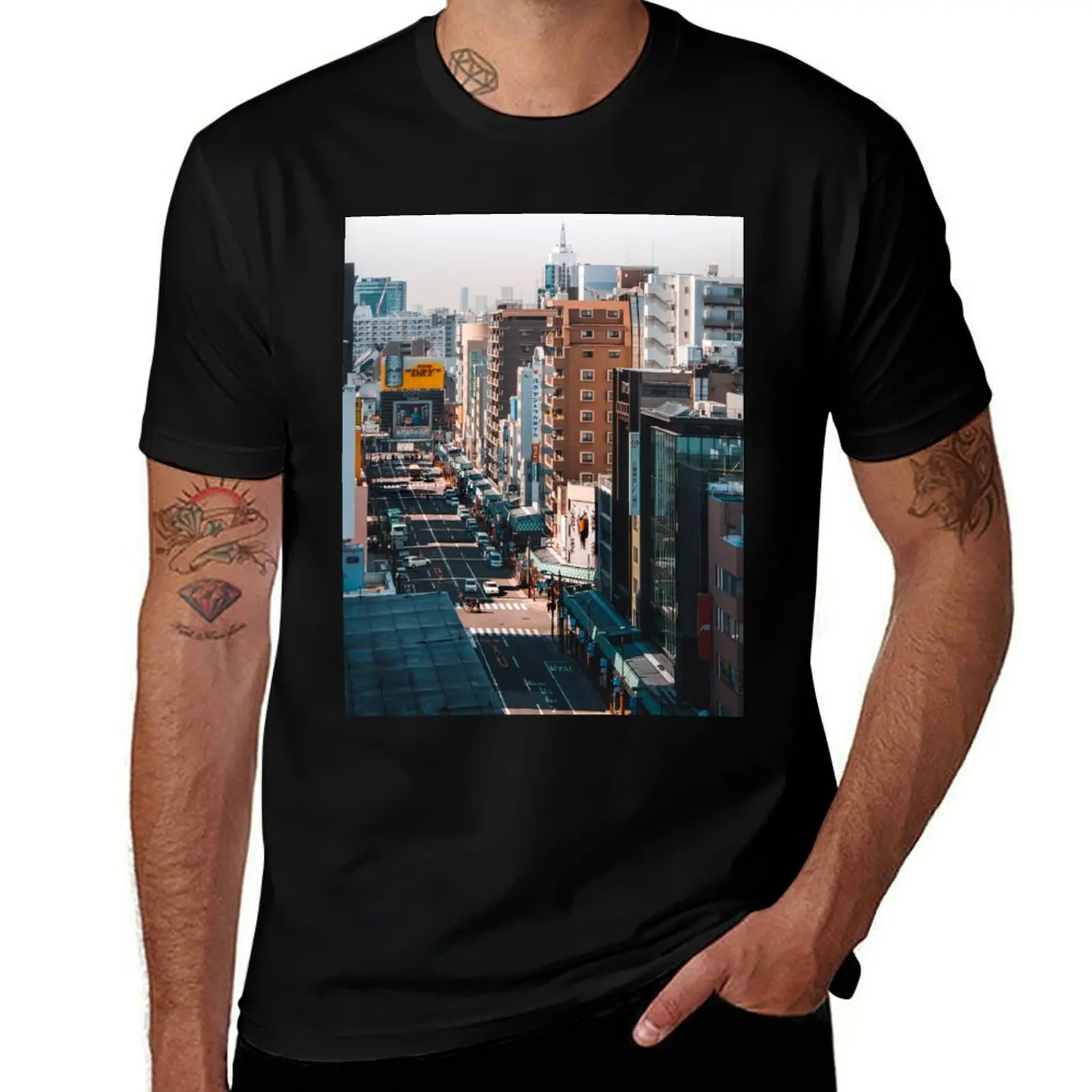 Tokyo During Golden Light T-Shirt Soft Basic Cotton Short Sleeve Tee T-Shirt