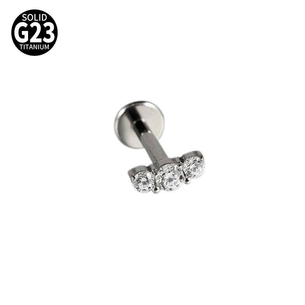 G23 Solid Titanium CZ Flower Moon Cartilage Earring