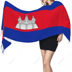 Cambodia Flag Scarf Pashmina Warm Scarves Shawl Wrap Hijab Spring Winter Multifunction Unisex