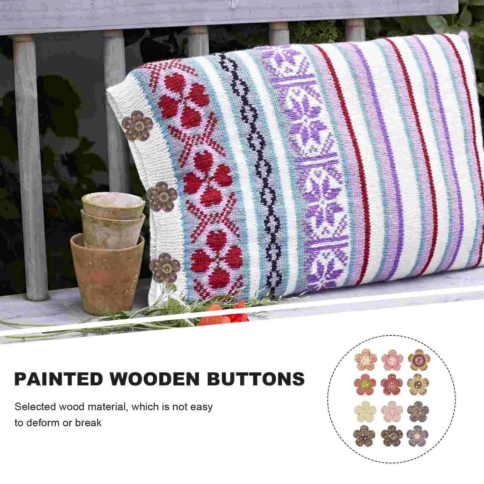Creatieve jasknoppen Vintage Decor Bloem Kinderdoek Kleding DIY Kleurrijke gekleurde tekening