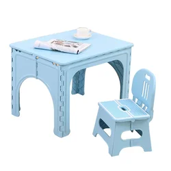 Ensemble table et chaises pliantes en plastique pour enfants, tables d'écriture à la maison pour enfants, bureau d'extérieur portable, meubles de jardin d'enfants