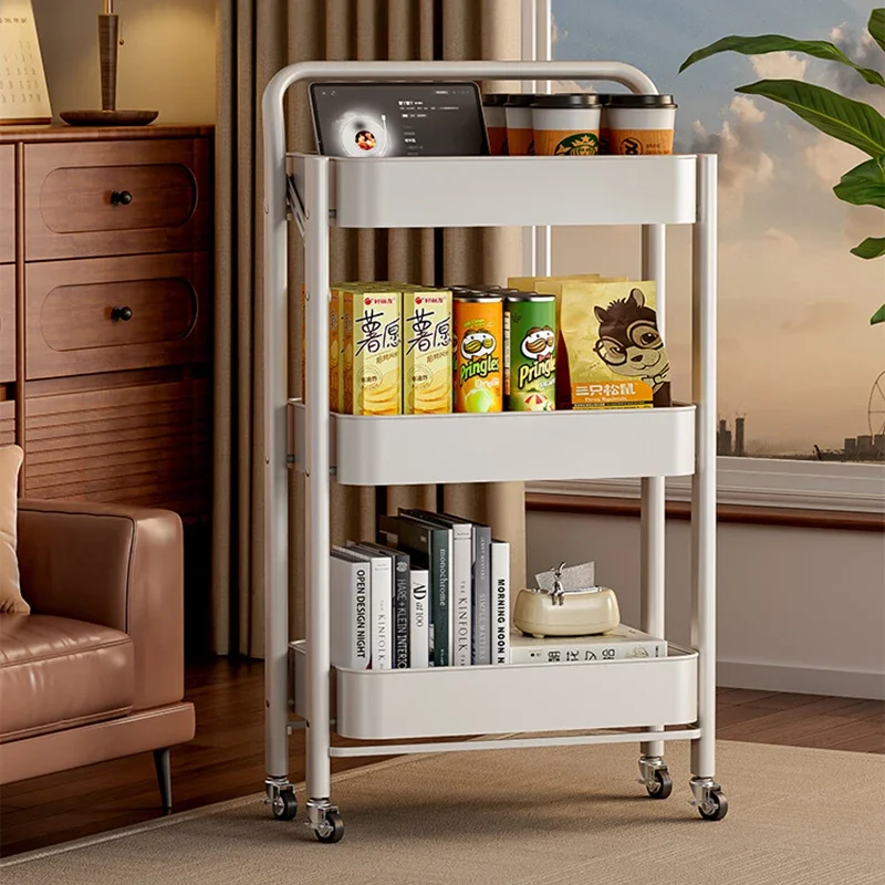 

Folding Trolley Storage Rack Multi-layer Storage Movable Bathroom Storage Floor Standing Book Rack Salon Furniture