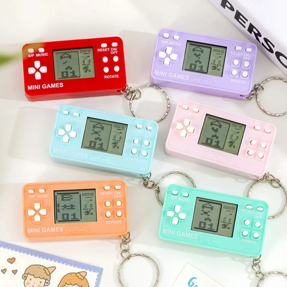 Classic Nostalgic Tetris Handheld Game Console Keychain Mini Russian Electronic Game Player, Cute Bag Pendant  Desktop Gift