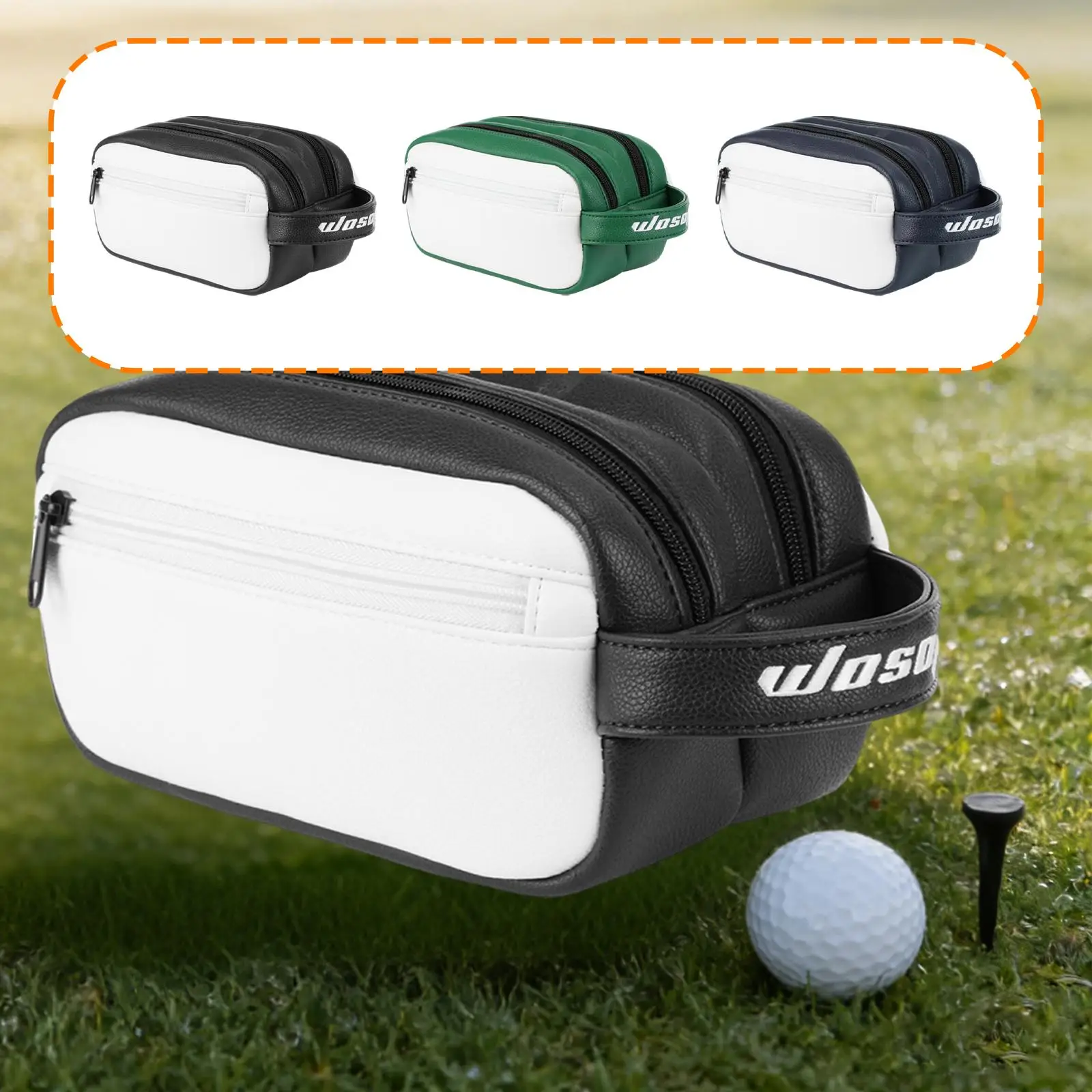 

Portable Golf Ball Pouch PU Leather Organizer Golf Tee Holder Bag for Golf Accessories Travel