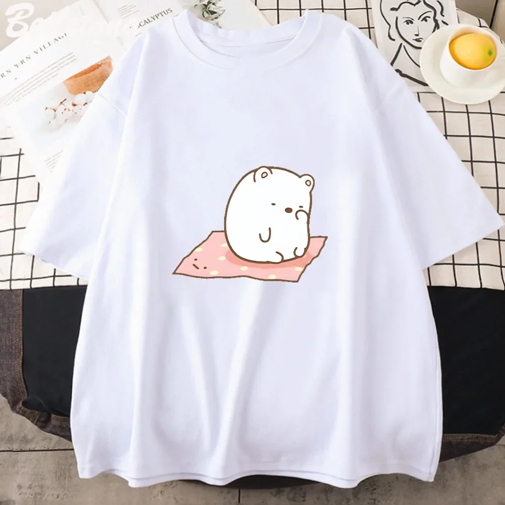 Sumikko Gurashi Men and Women Hip-hop Harajuku Oversized Short Sleeves Tee Shirt Pink 100% Cotton Kawaii Print Yk2 T Shirt Tops