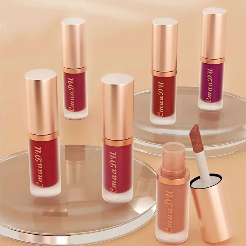 12 Colors Matte Velvet Lip Glaze Waterproof Liquid Lipstick Nude Brown Moisturizing Long Lasting Non-stick Cup Lip Gloss Makeup - view 6