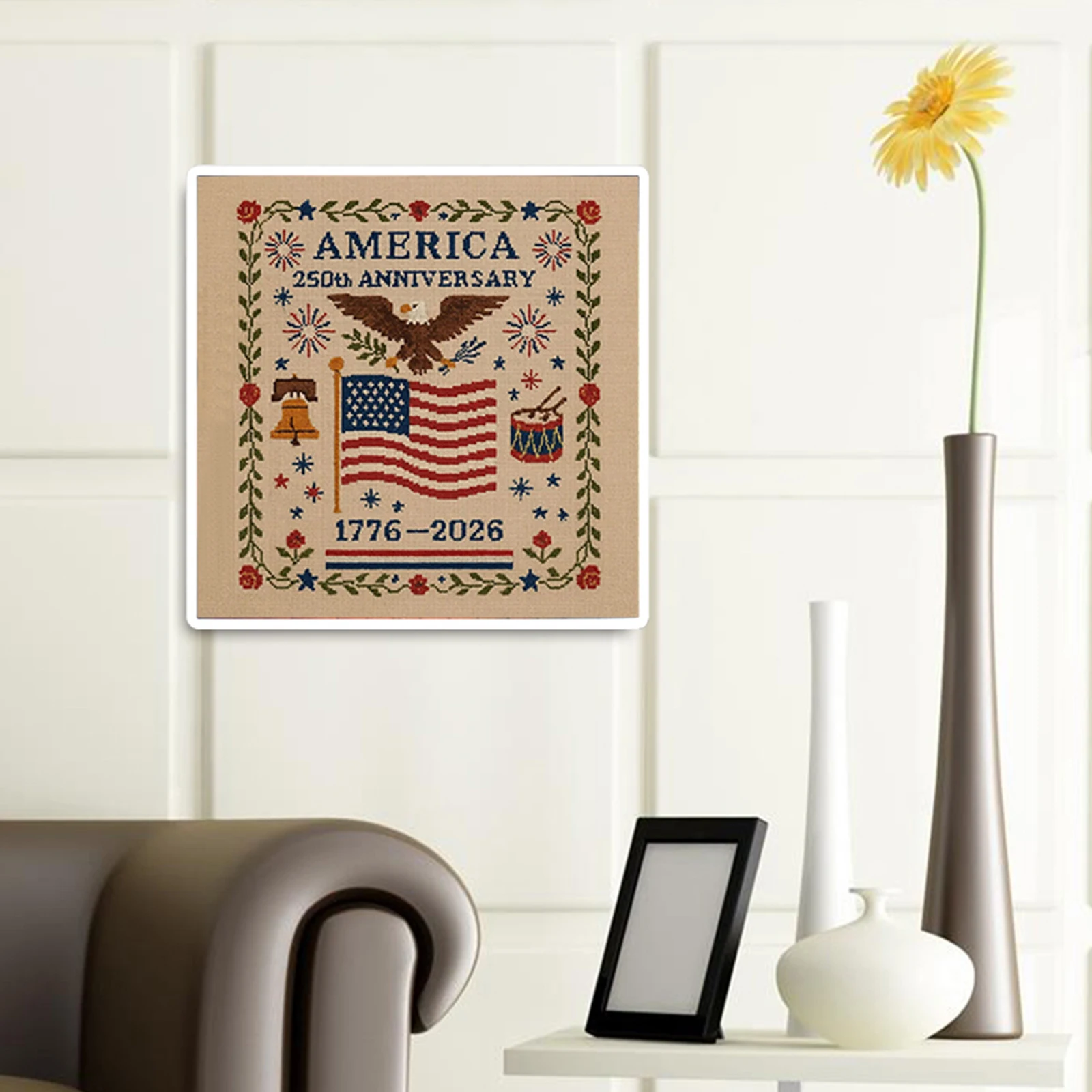 

Набор для вышивки крестом на годовщину Америки, полная вышивка, печатная вышивка крестиком, художественная нить «сделай сам», рукоделие, подарок для друзей