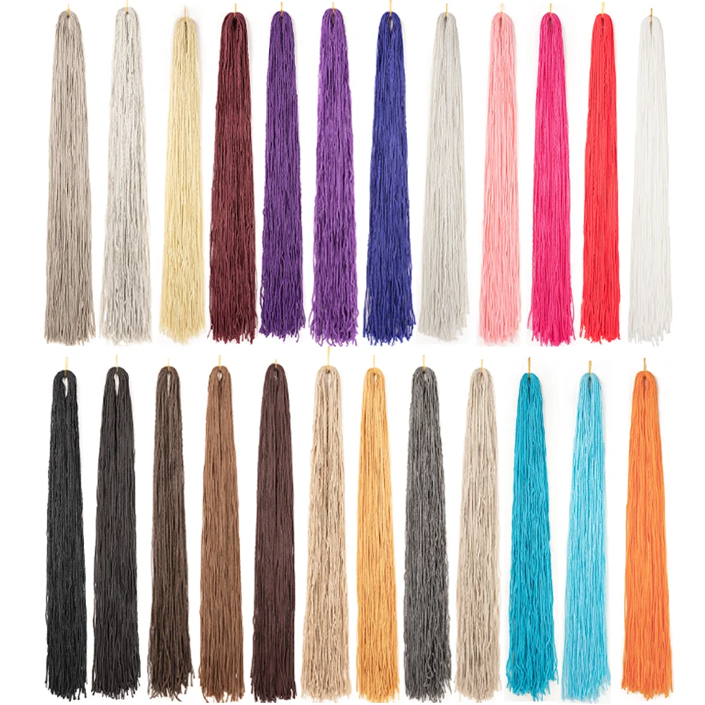 Long Senegalese Twist Braiding Hair Extensions, Colored Box Braids and Straight Hair from Zizi Braids Synthetic Crochet Hair