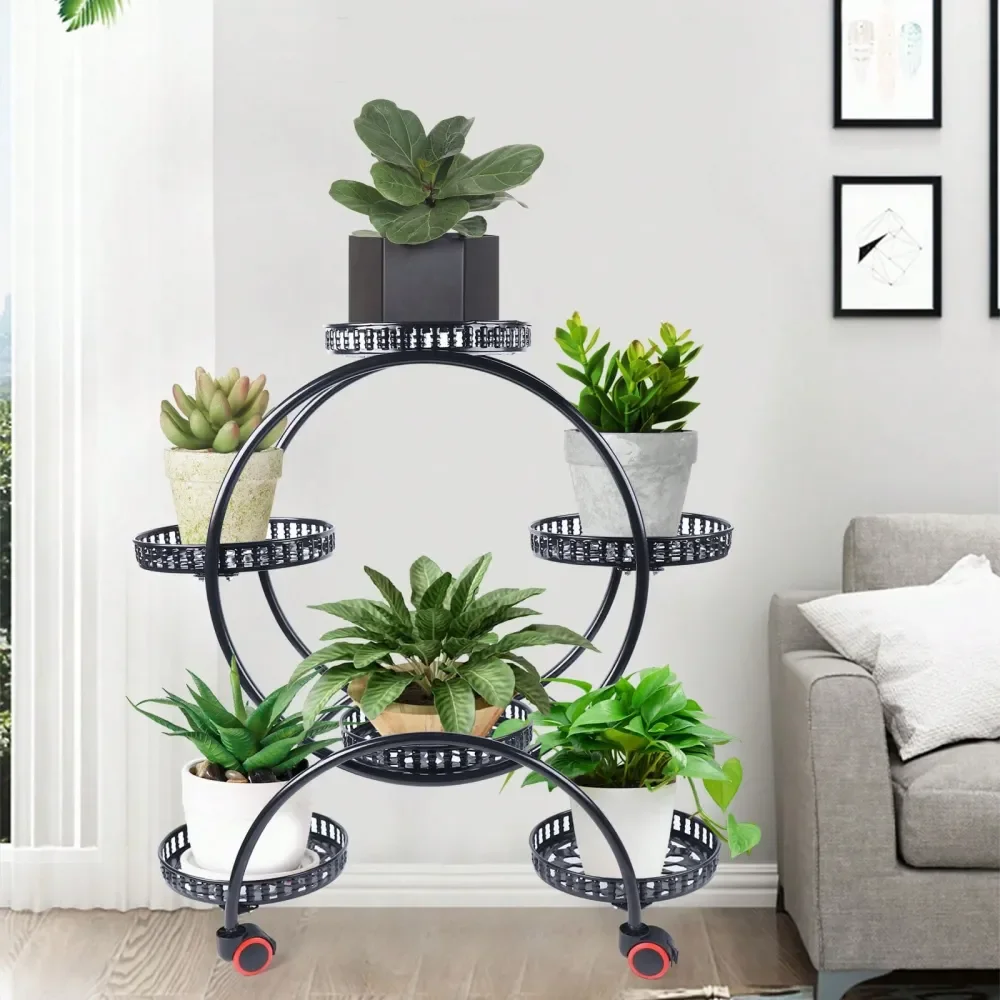 

Pot Holder Shelf Plant Metal Stand Rack Garden Plant Iron Holder W Wheel