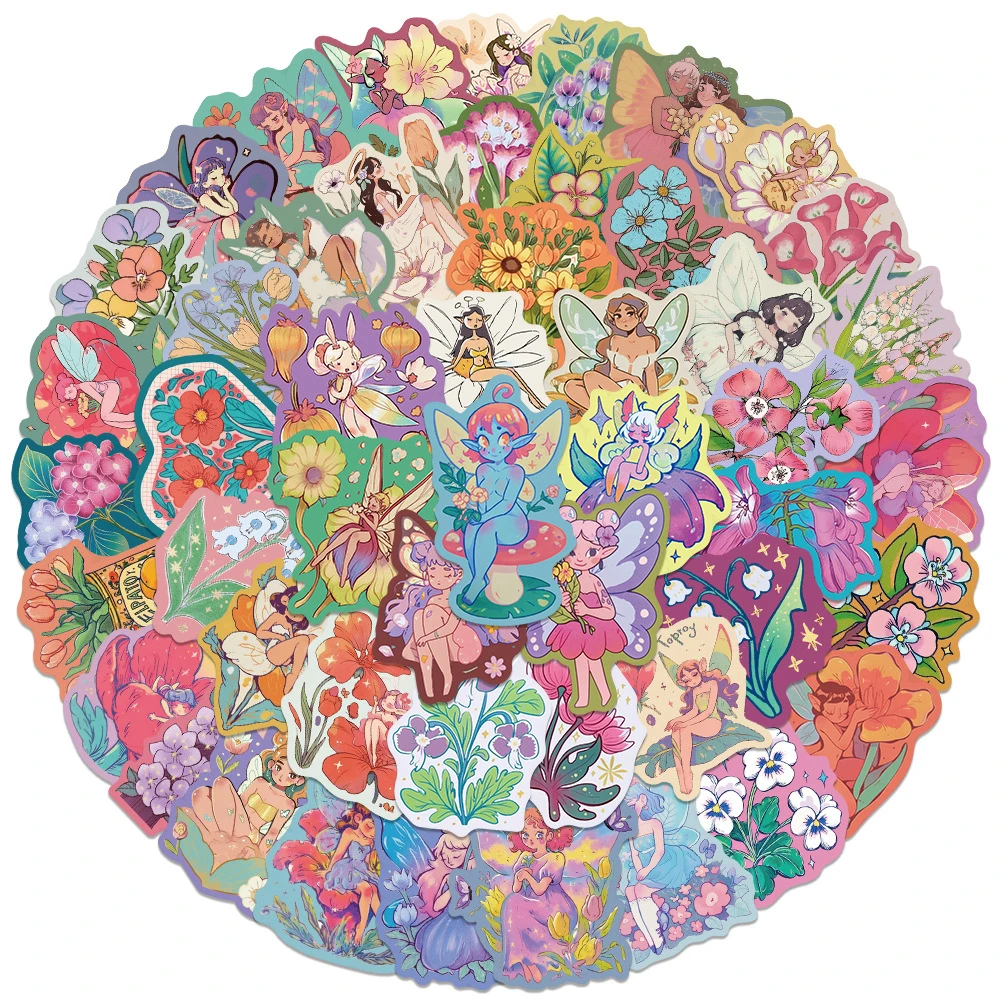 10/30/50 Uds. Pegatinas Kawaii de Mariposas y Hadas, Lindas Pegatinas de Dibujos Animados de Niñas Elfas, Calcomanías DIY para Botellas de Agua, Refrigeradores y Teléfonos, Venta al por Mayor