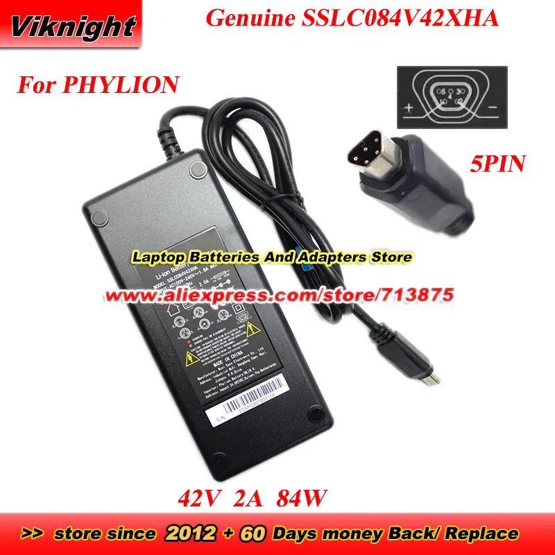 

Genuine SSLC084V42XHA Charger for PHYLION 42V 2A With 4 Sides And 5 Pins AC Adapter for CYCLING GIANT E CYCLING