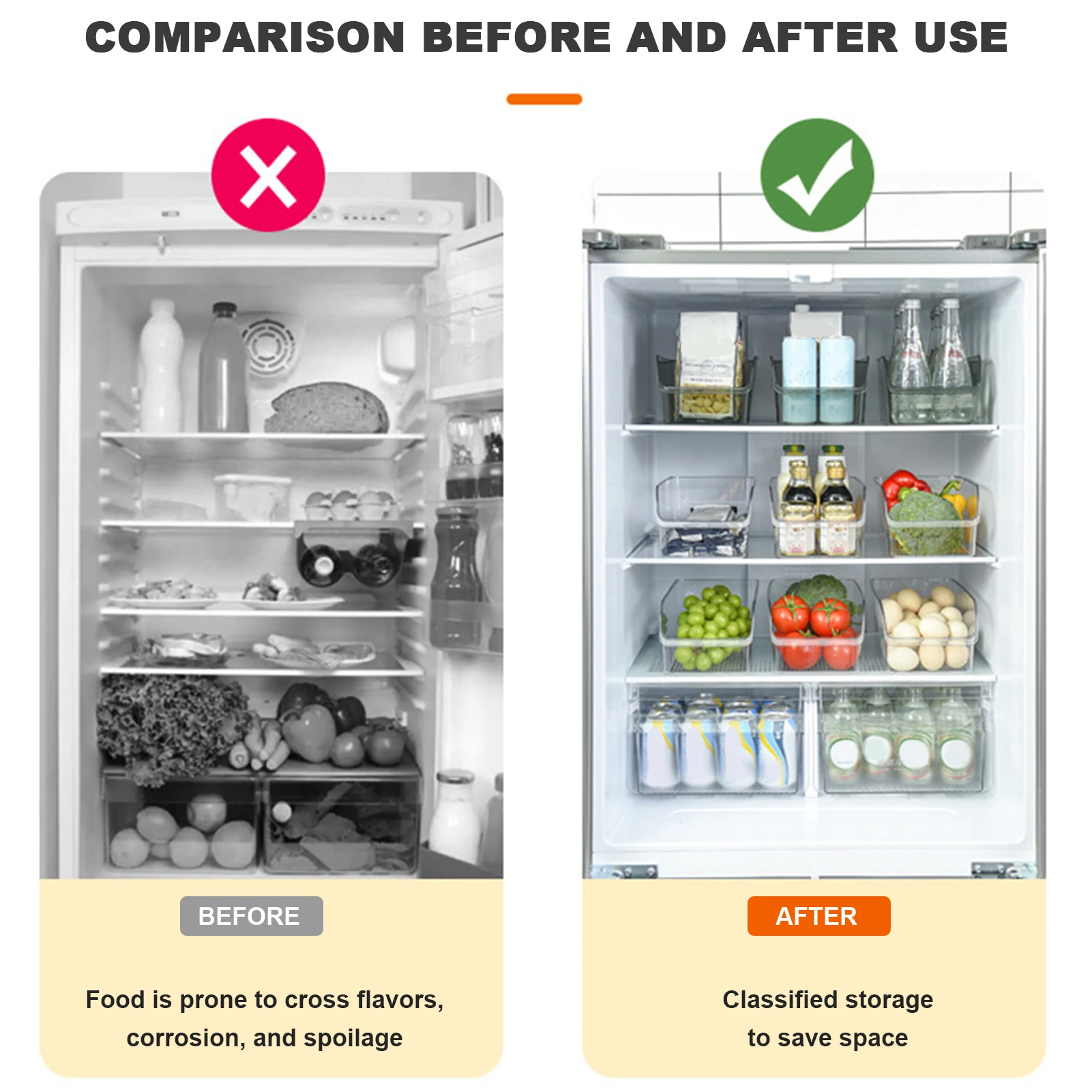 Clear Refrigerator Bins for Organized Pantry Storage Versatile And Durable Fridge Can Organizer And Food Storage Box