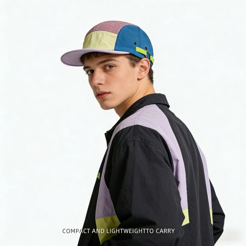 5-panel Men Baseball Caps Lightweight Breathable Quick Drying Cap Color Matching Sun Protection Duck Tongue Cap