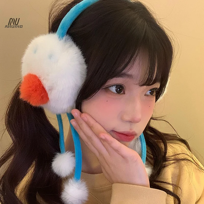 การ์ตูนน่ารัก Snowman ฤดูหนาว WARM Soft Plush Earmuffs Girly ขี่สกีเย็นหนา Earmuffs ป้องกันหู Flaps ของขวัญ