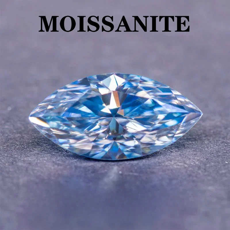 Moissanite Stone Ice Blue Color Marquise Shape for Charms Jewelry Making DIY Ring Necklace  Main Materials  with  Certificate