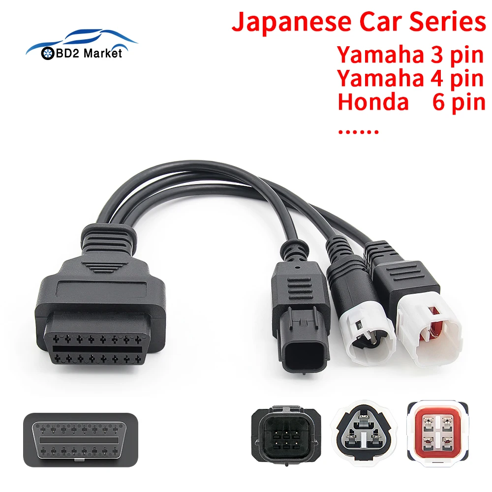 

For YAMAHA 3Pin 4Pin OBD2 Motorcycle Diagnostic Cable For Honda 4Pin 6Pin For Suzuki 6Pin For Kawasaki 6Pin Motor Tool ELM327