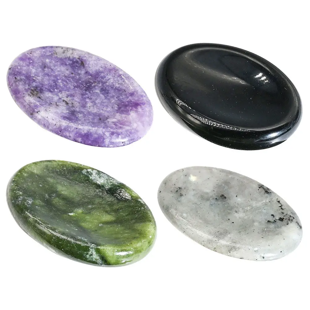

4Pcs Facial Gua Sha Tool Natural Crystal Massage Scraper Smooth Round Edges for Blood Flow Improvement Muscle