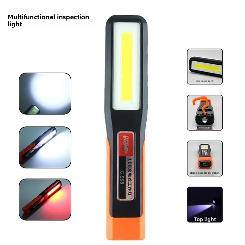 

Перезаряжаемый портативный рабочий фонарь COB: портативный, многофункциональный, с магнитным крючком, суперяркая сигнальная лампа и аварийный фонарик