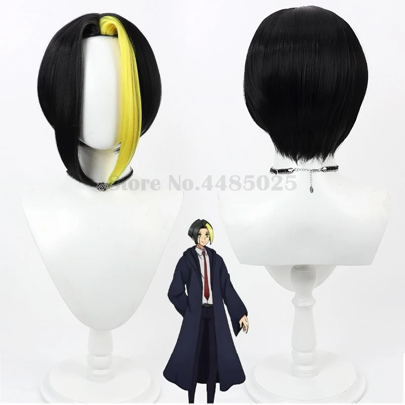 

Finn Ames Cosplay Wig Men's Black Yellow Short Hair Halloween Carnival Party Headwear Anime Party Stage Performance Accessories