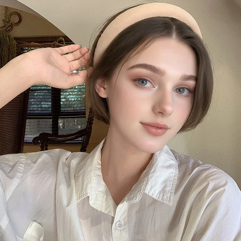 موضة بلون الإسفنج العصابات الشعر العصابات الشعر الفتيات النساء فتاة الموضة غسل الوجه واسعة حافة بسيطة رباط شعر اكسسوارات FDr01 #3