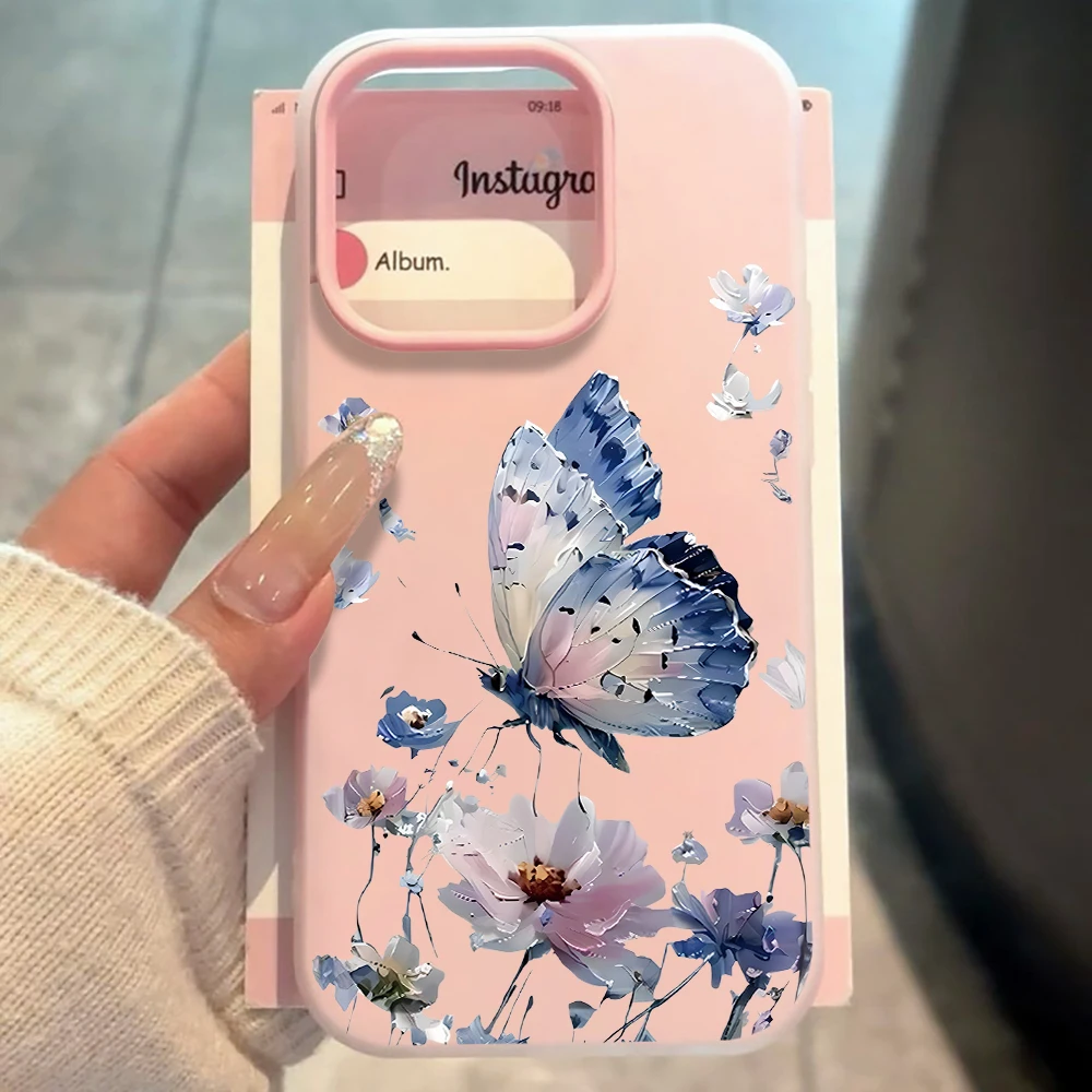 Watercolor Blue Purple Butterfly Floral Phone Case For Samsung Galaxy S26 S25 S23 S24 Ultra A57 A37 A17 A07 S26 Plus TPU Cover