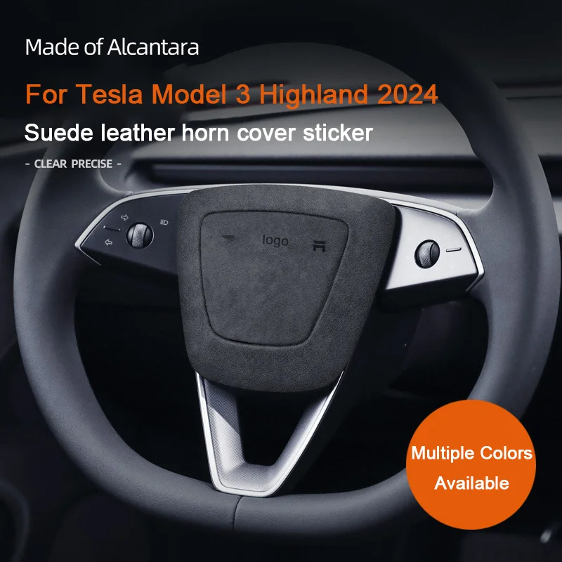 

Alcantara For New Model 3+ Tesla Model 3 Highland 2024,Decor Steering Wheel Panel Trim Cover Decorative Sticker Car Accessories