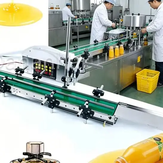 Double Head Fully Automatic Desktop Conveyor Belt Liquid Filling Machine for Fruit Juice Drinks - Precision Fill for Small Batch