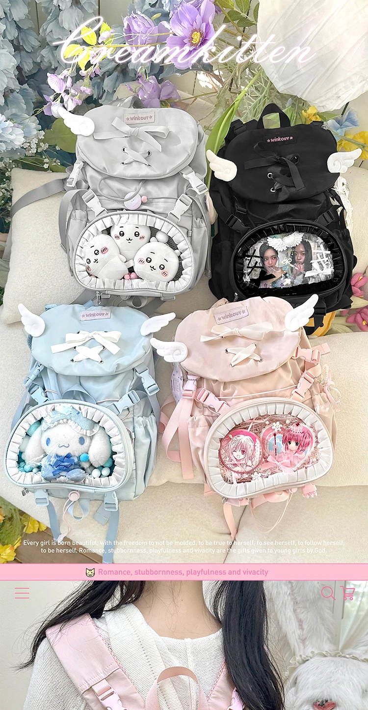 2D Japanese Original Lolita Backpack Daily Large Capacity 20cm Cute Doll Bag Commuting Casual Versatile School Bag