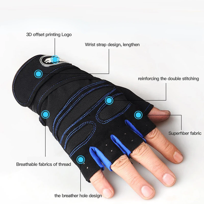 Dumbbell Gloves for Men Women Weightlifting Crossfit Bodybuilding Workout Sport Gym Training Gloves Non-slip Wrist Protector